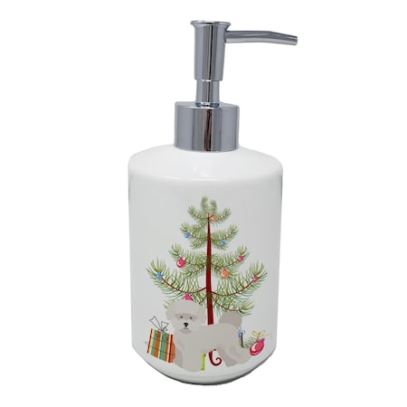 Carolines Treasures 7 x 3.5 in. Bichon Frise Christmas Tree Ceramic Soap Dispenser CK3445SOAP